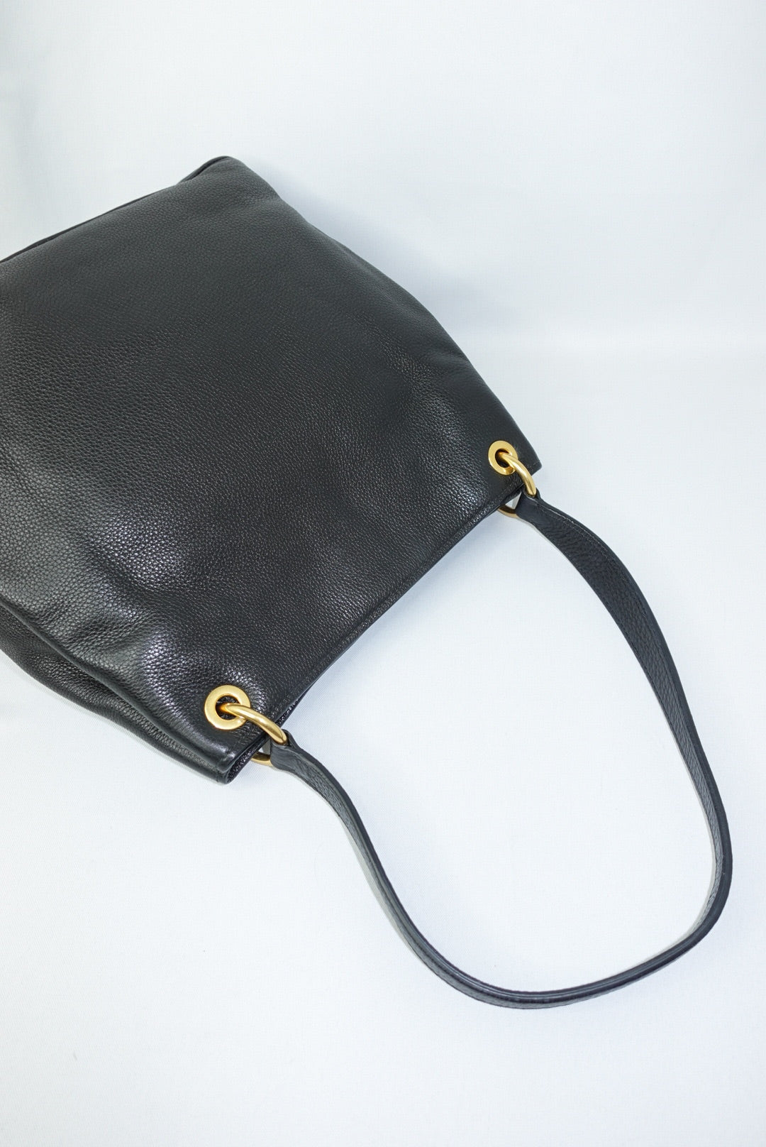 003. MIU MIU Vitello Phenix Front Pocket Tote Black Bag