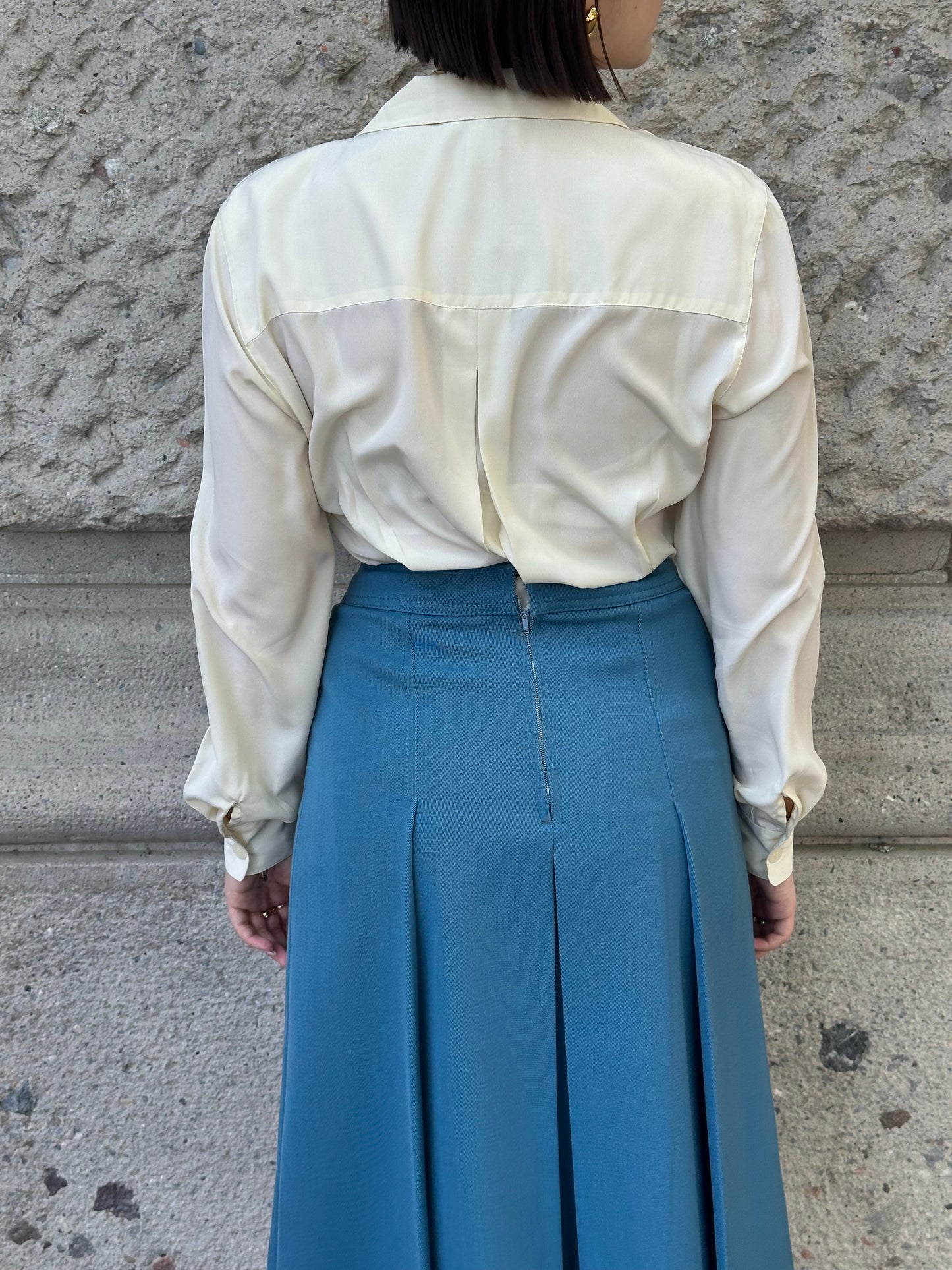 045. Vintage Celine Plissè Skirt Teal