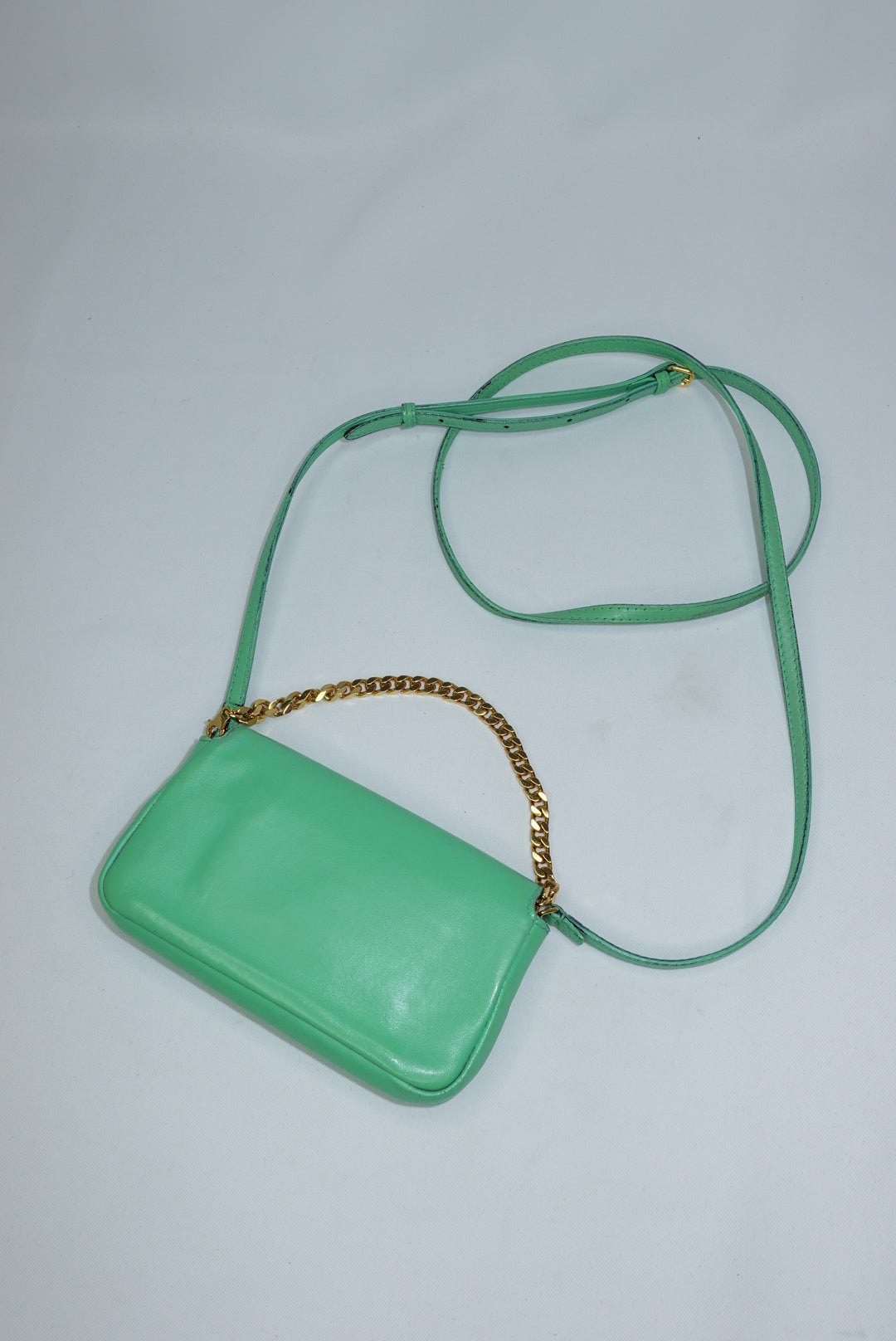 Fendi Neon Green Mini Baguette Crossbody FF Logo