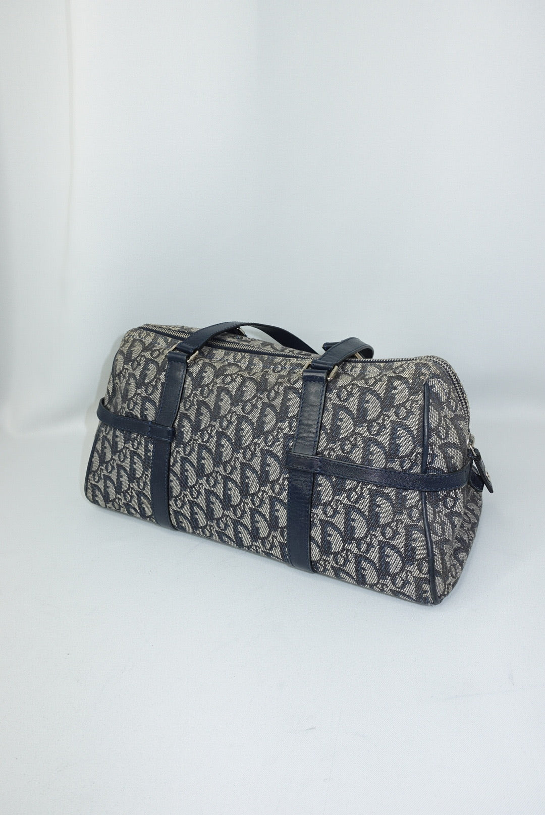 115. Christian Dior Vintage Black Denim Monogram Oblique Bowling Bag