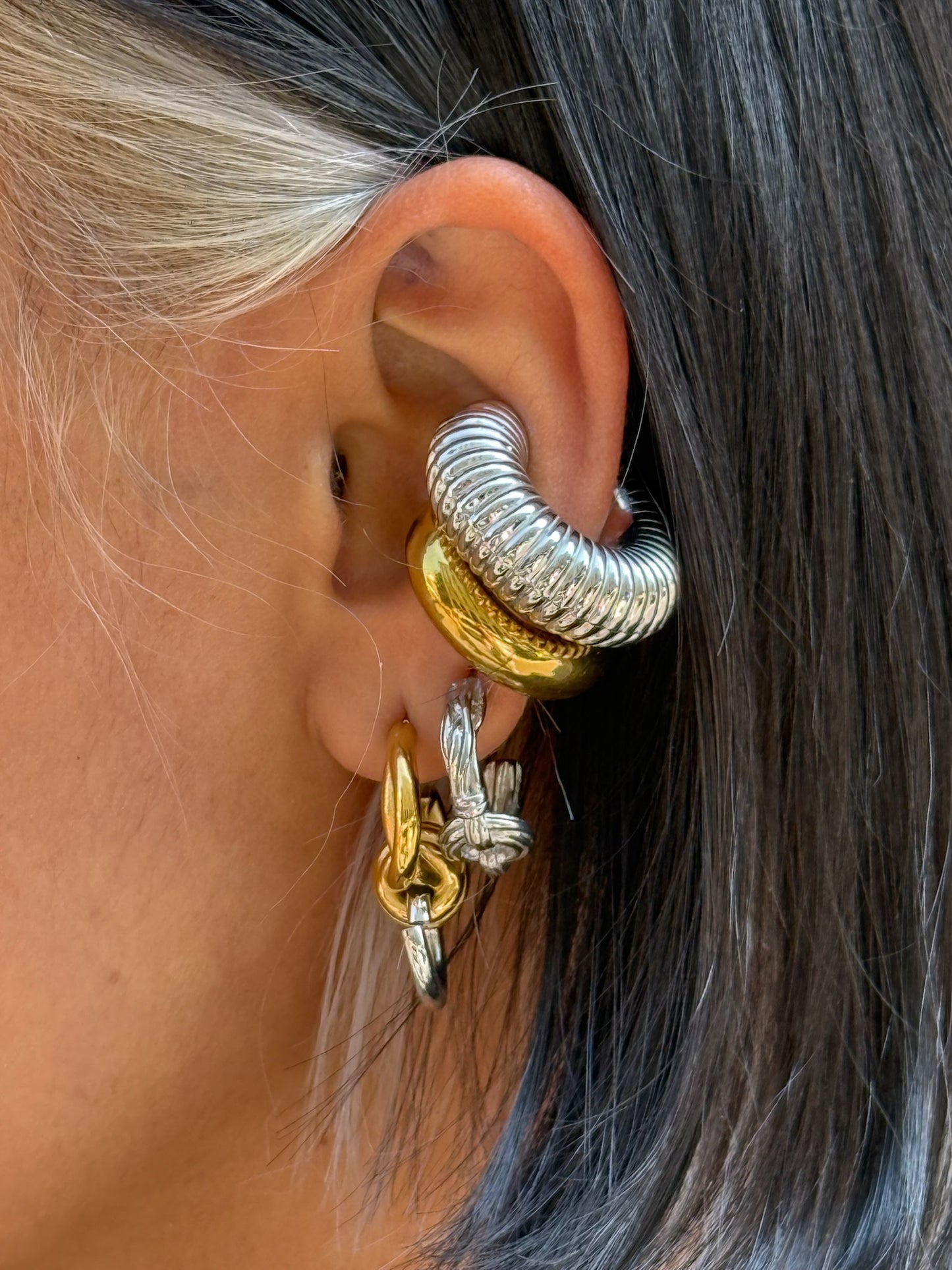 Sculptural Ear Cuff in Stainless Steel