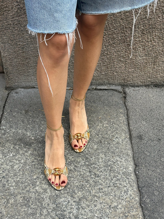 Gucci Pineapple Print Canvas Mules