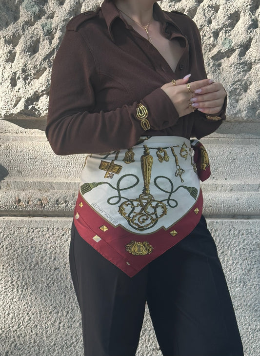 153. Hermès Vintage Key Pattern Scarf “Les Clés”