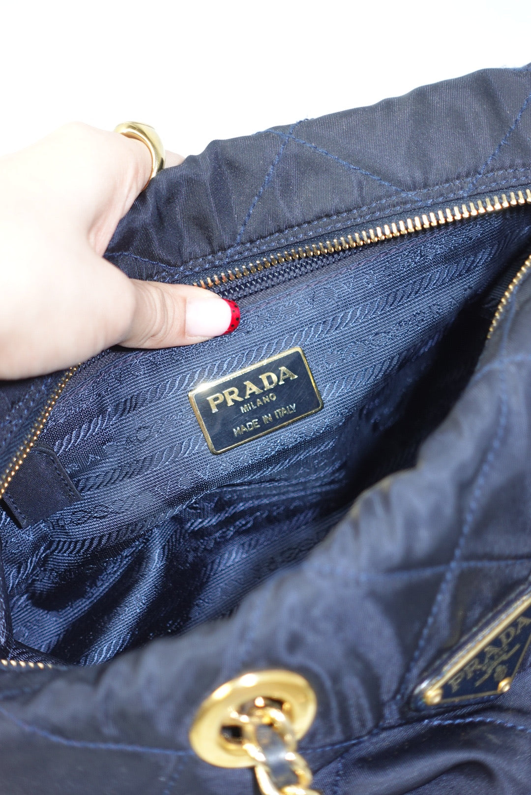 053. Prada Nylon Navy Shoulder Bag