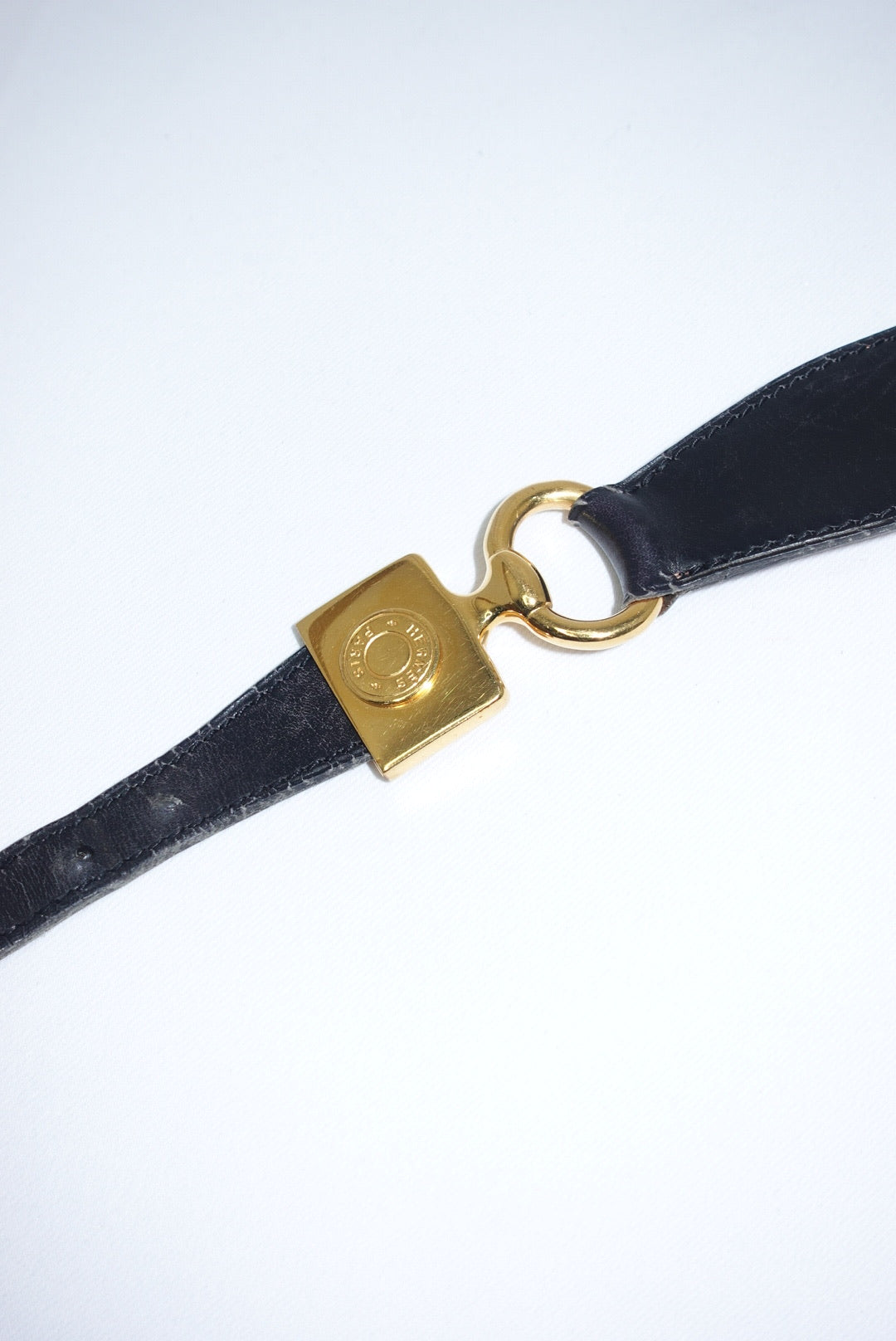 Hermès Black Leather Vintage Belt