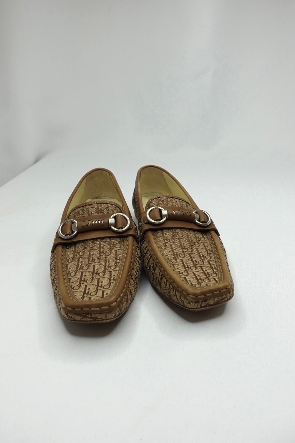 036. Dior Canvas Monogram Loafers Beige 37