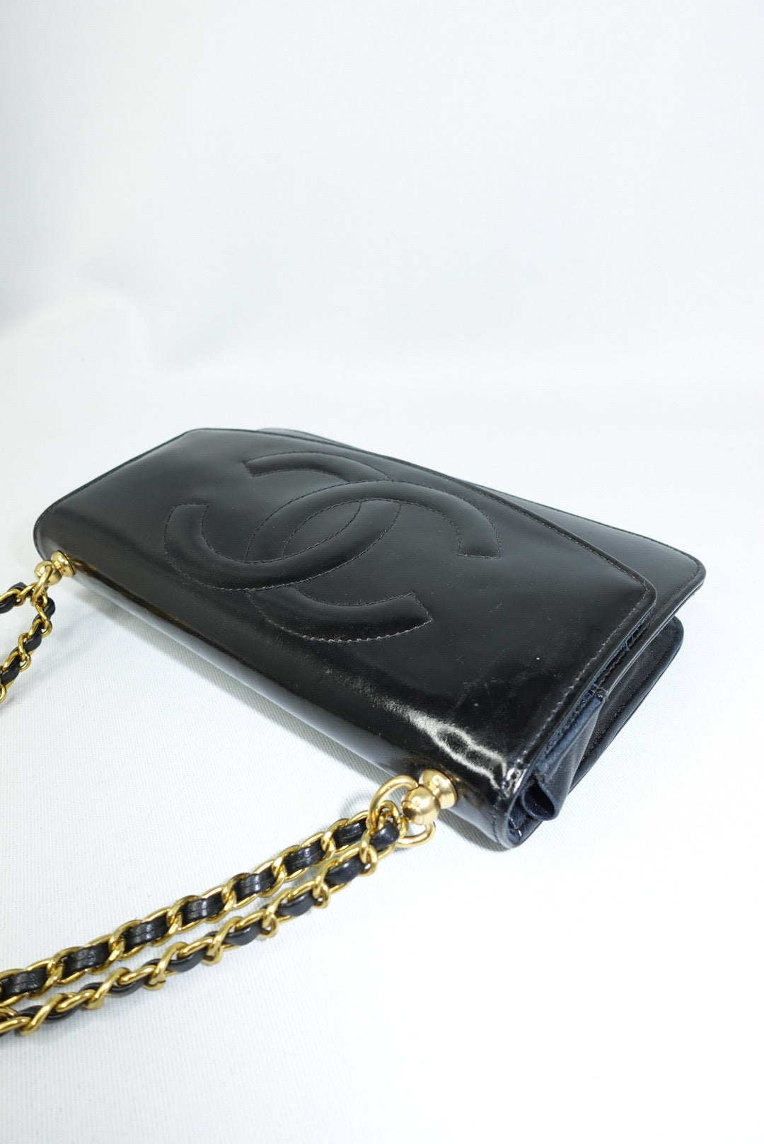 011. Re-Worked Chanel CC Flap Vintage W.O.C Black Patent