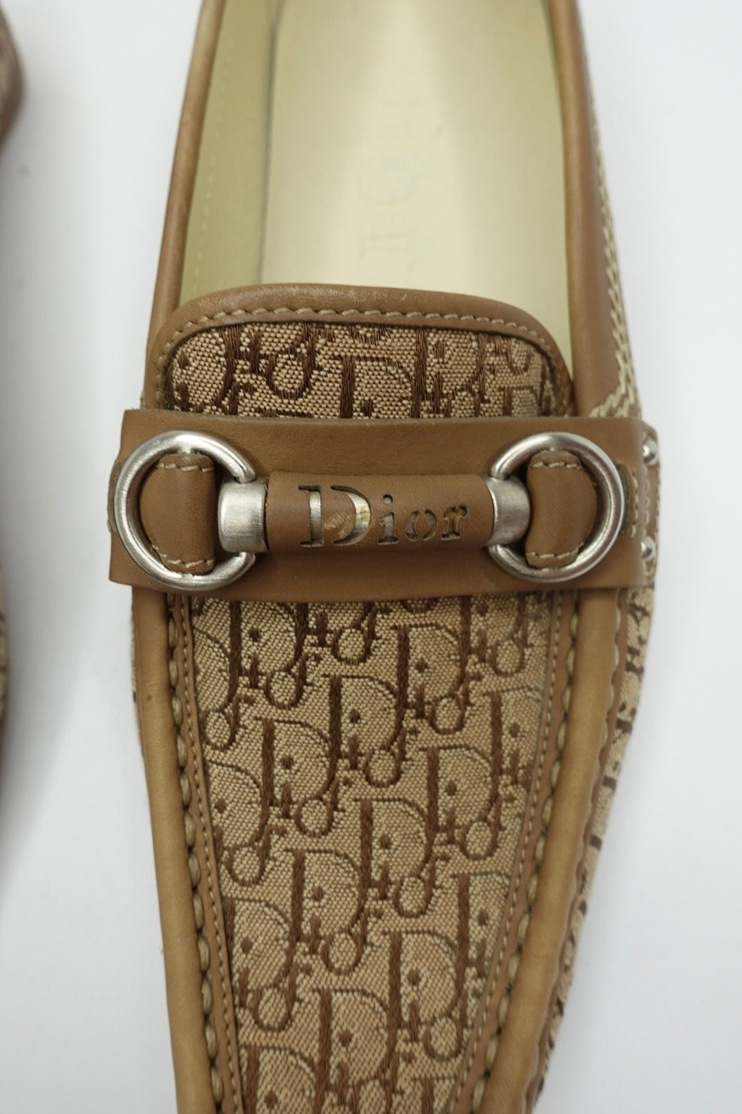 036. Dior Canvas Monogram Loafers Beige 37