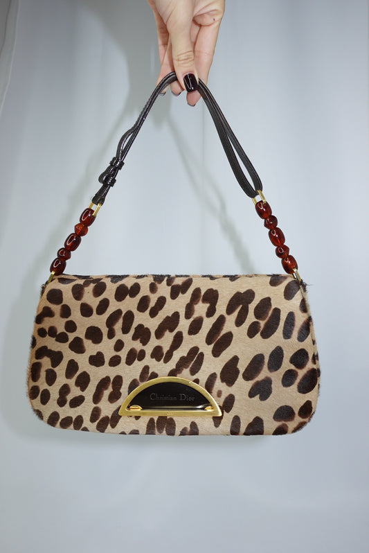 dior vintage animal print ponyhair bag