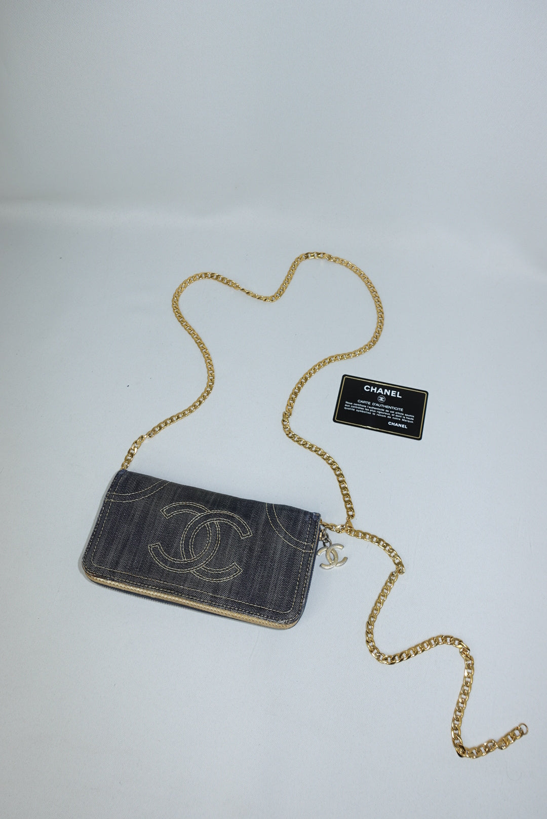 Re-Worked Chanel Vintage Denim CC Embroidered Interlocking Logo W.O.C.
