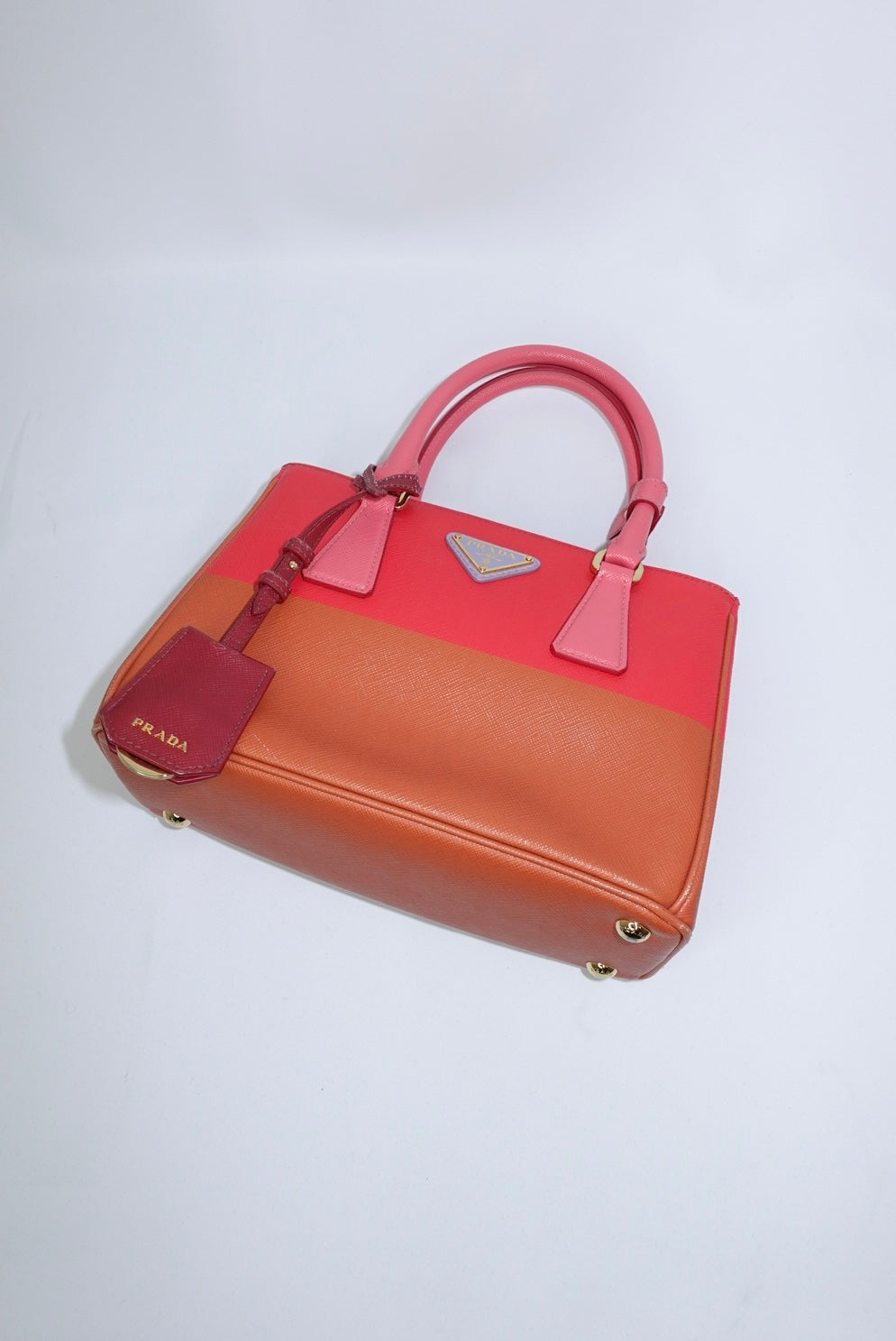 Prada Galleria Limited Edition Orange and Pink Two-Toned Bag