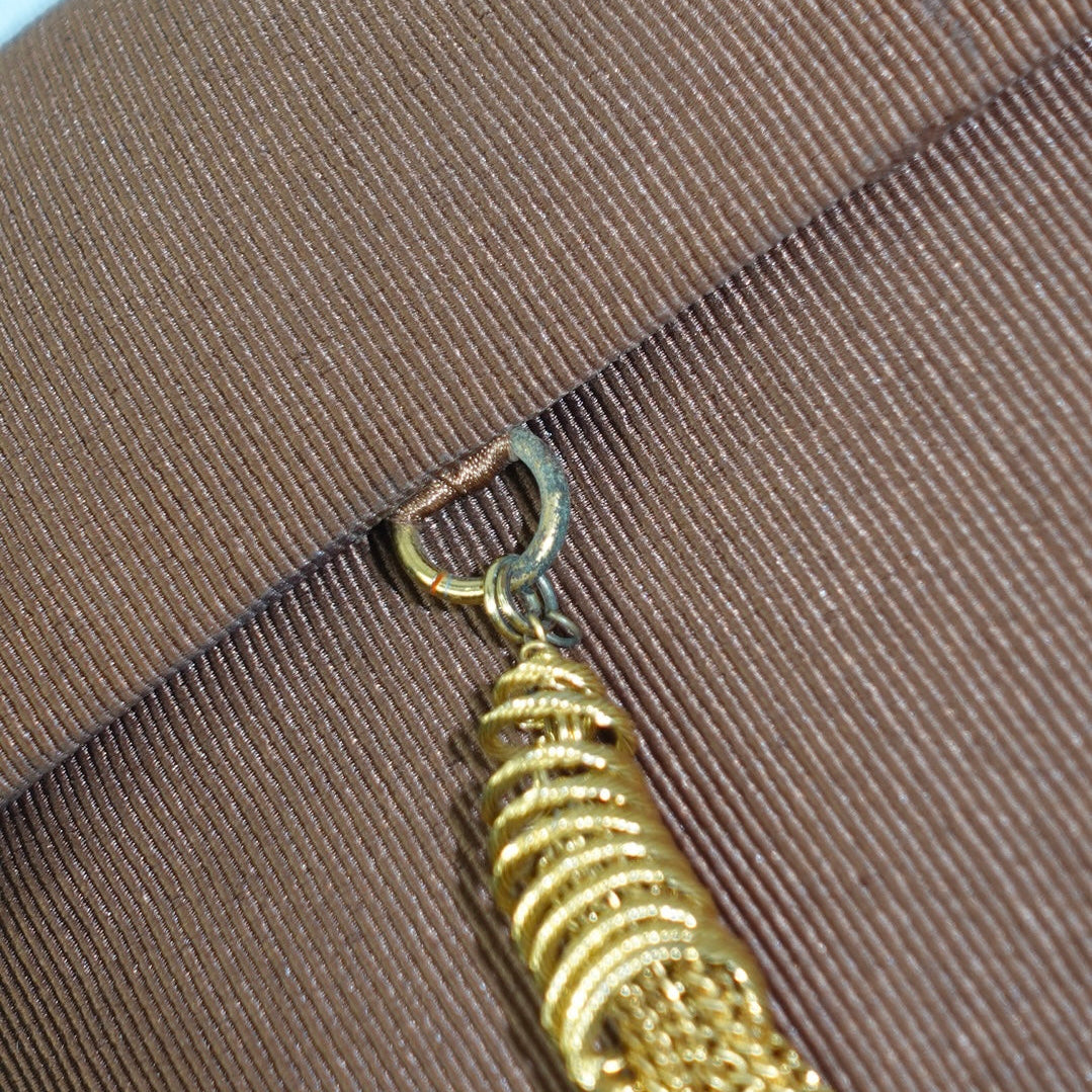 Fendissime Caramel Bag w/ Gold Pearl Chain