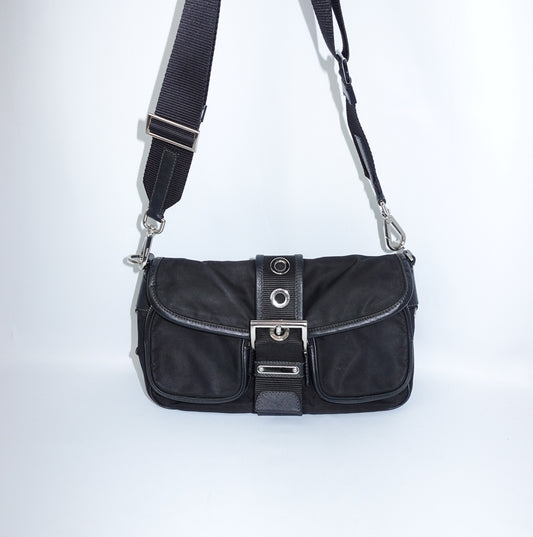 Prada Utility Black Nylon Shoulder Bag