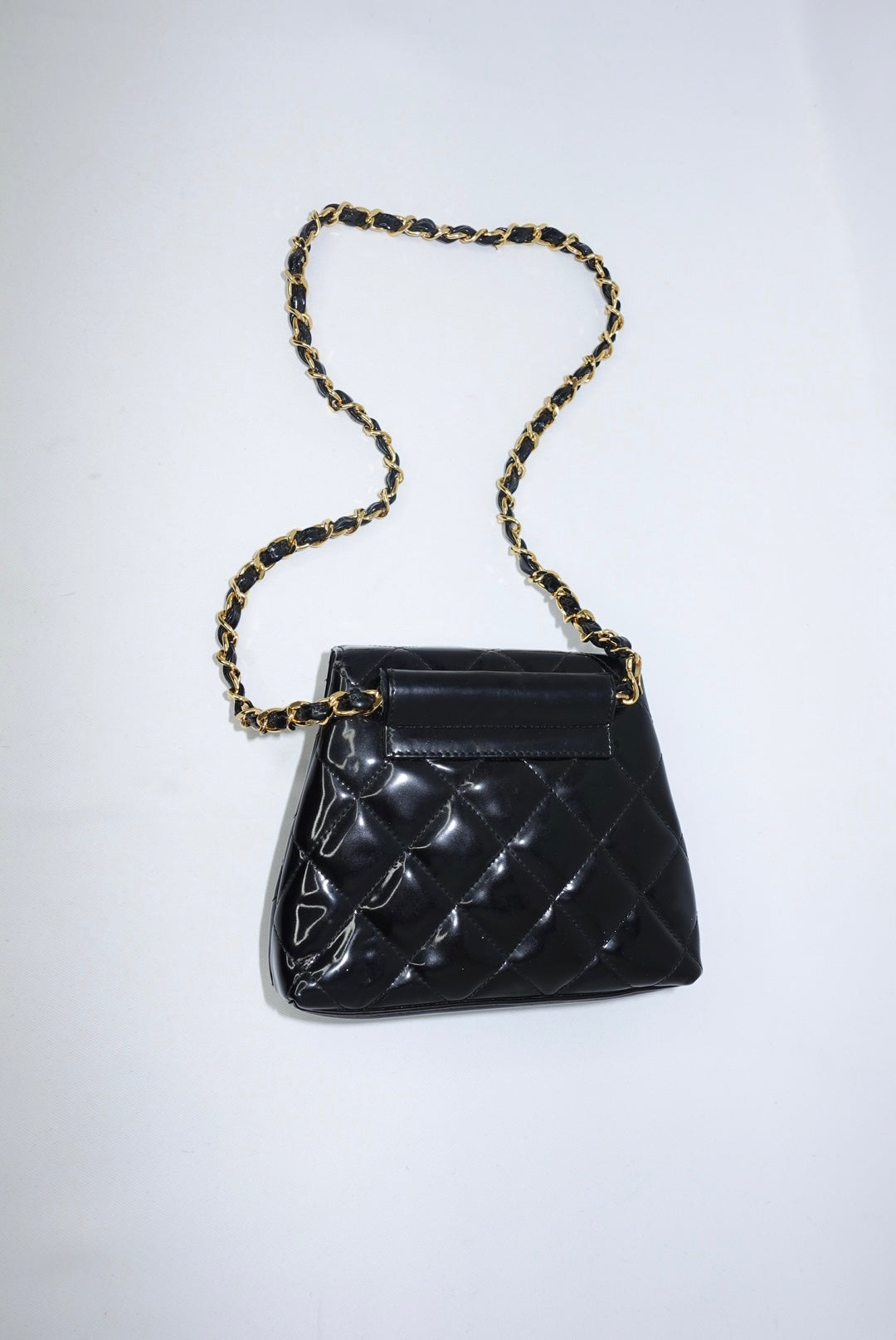 Chanel Vintage Black Patent Leather Timeless Belt Bag CC Logo