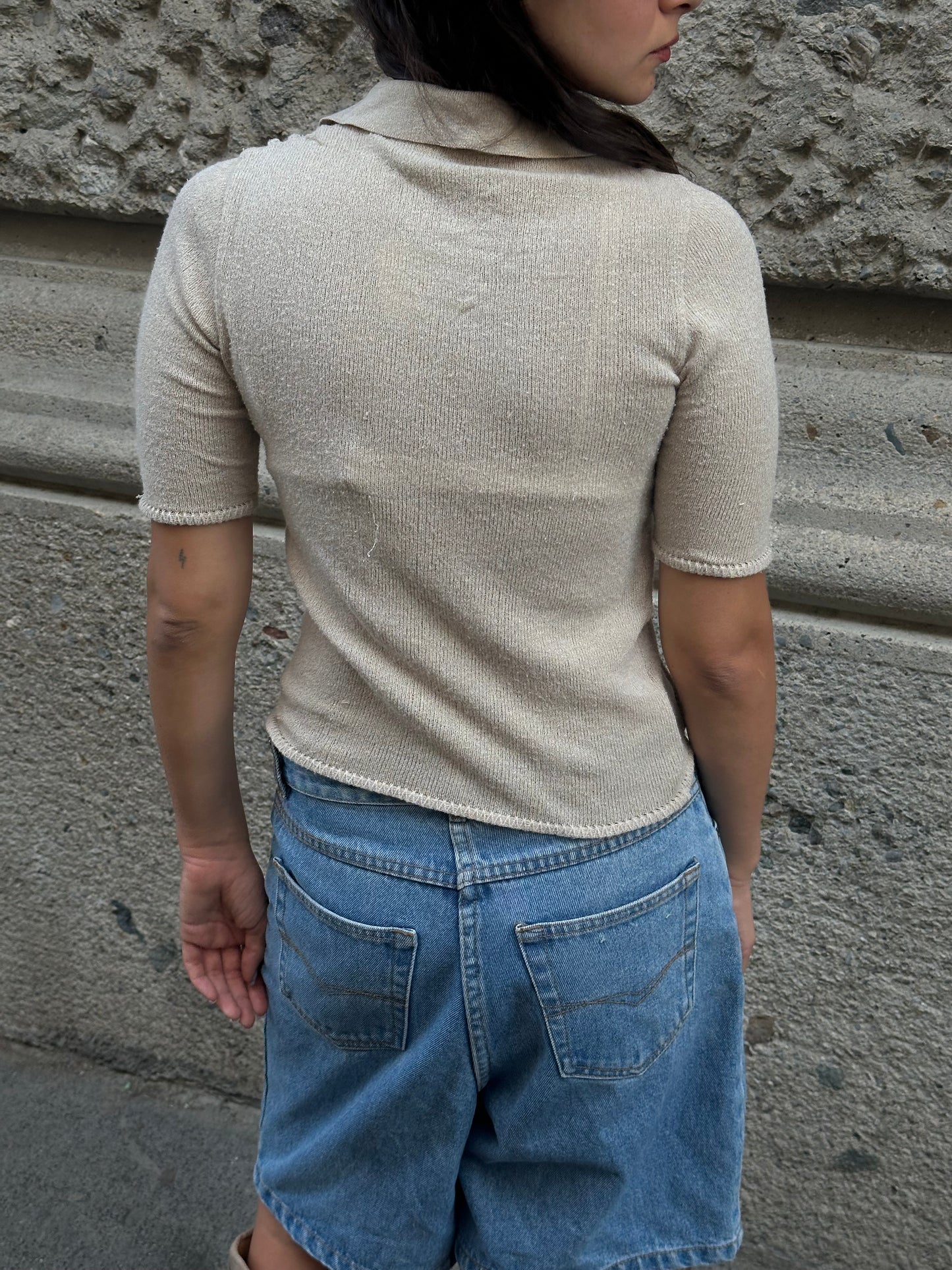 FENDI Vintage Knitted Polo Sand