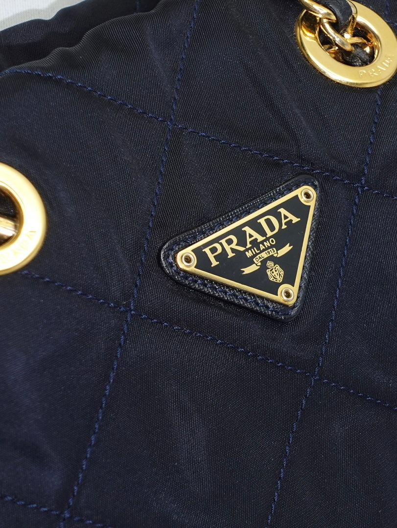 053. Prada Nylon Navy Shoulder Bag