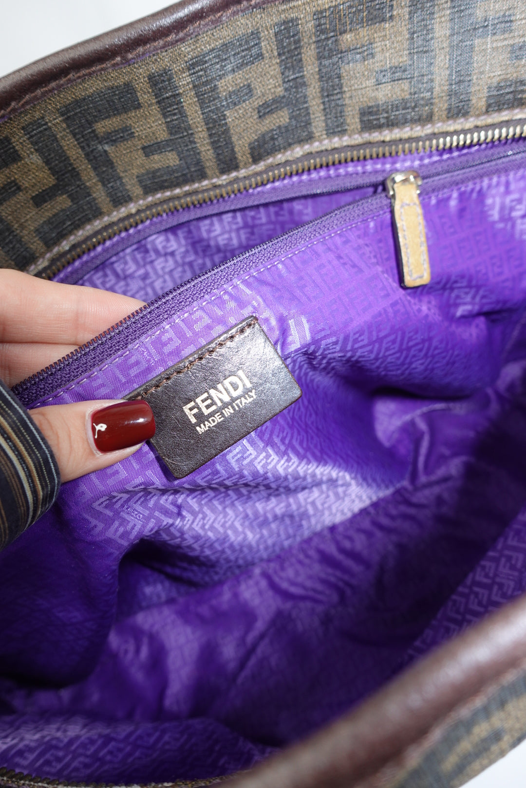 Fendi FF Zucca Brown Vintage Canvas Tote Bag