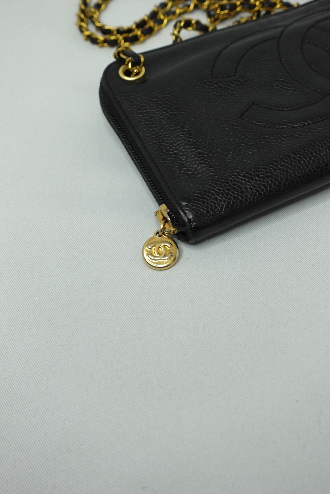 012. Chanel Re-Worked Zip Vintage W.O.C CC Logo Big