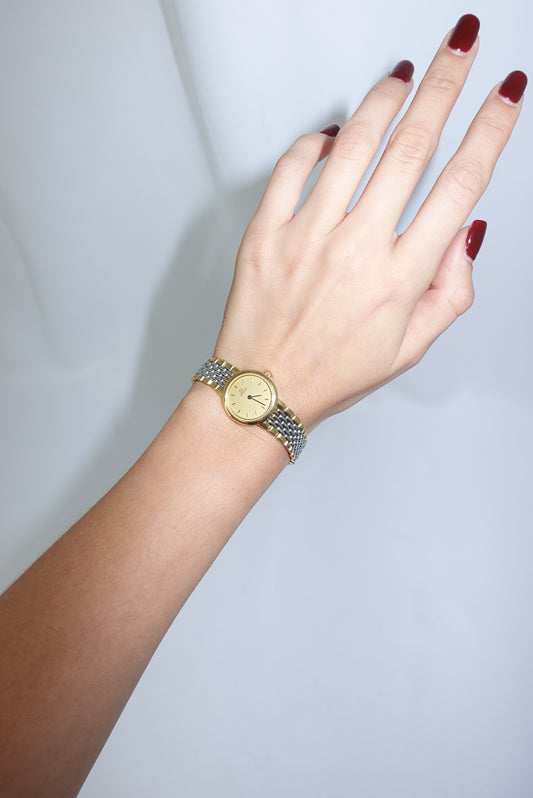 Omega Round Small De Ville Vintage Gold and Silver Watch