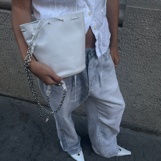 Maison Margiela White Tabi Bucket Crossbody Bag