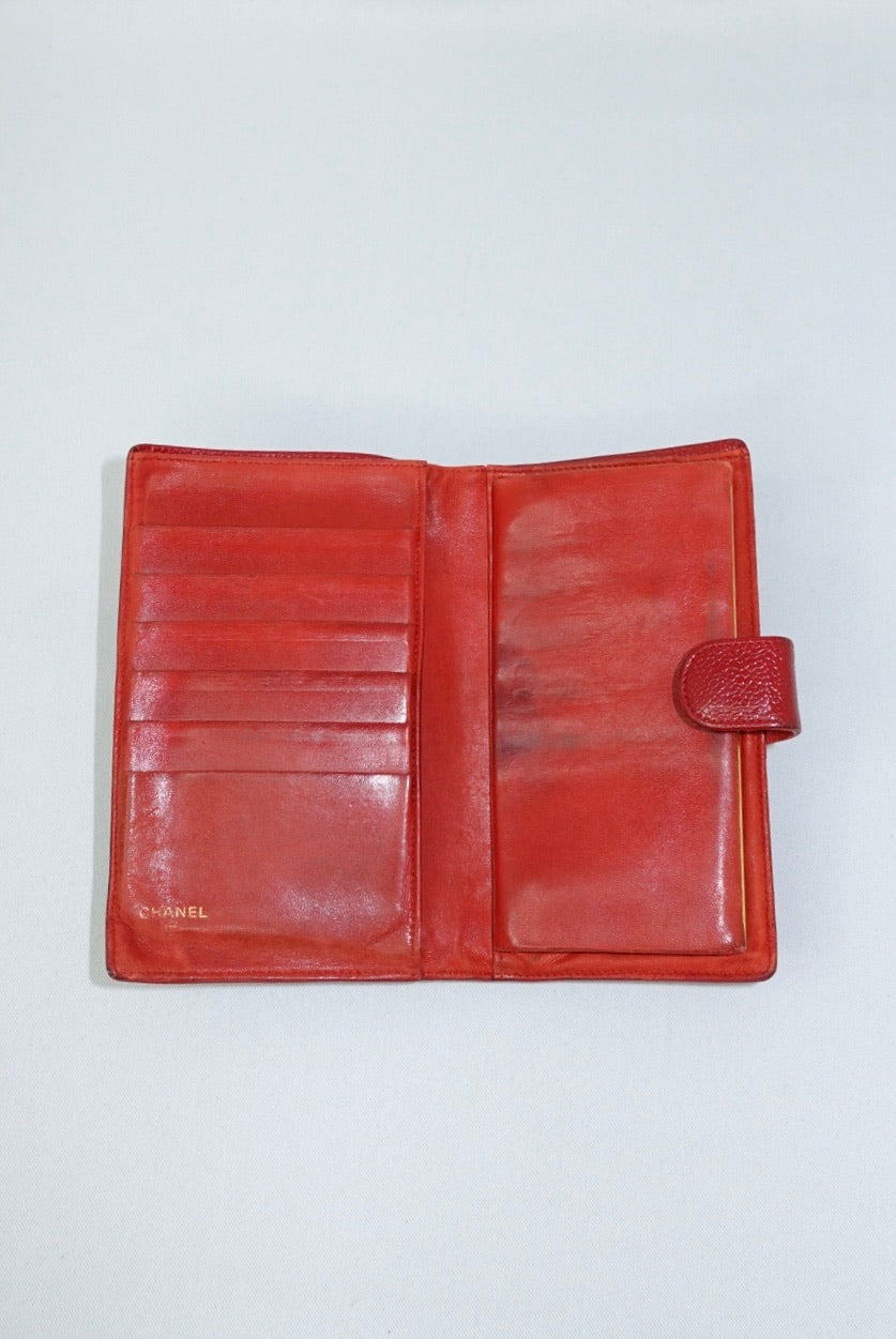 015. Re-Worked Chanel Red Bifold Vintage W.O.C