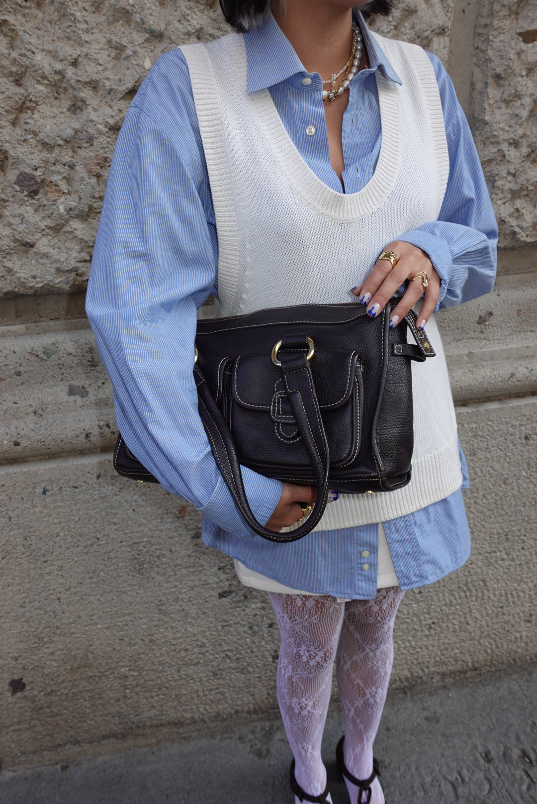 Cèline Vintage Dark Brown Leather Shoulder Bag