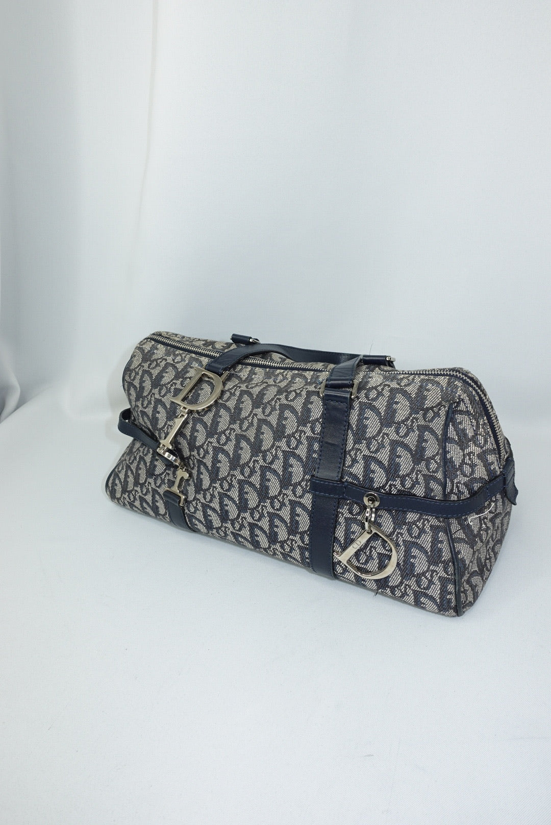 115. Christian Dior Vintage Black Denim Monogram Oblique Bowling Bag