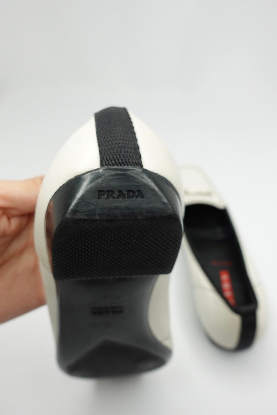 047. Prada White Loafers 37