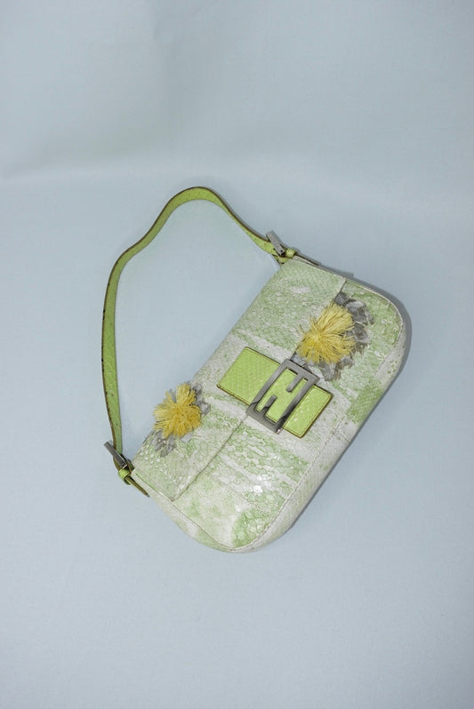 Fendi Baguette Vintage Limited Edition Lime Green Python leather