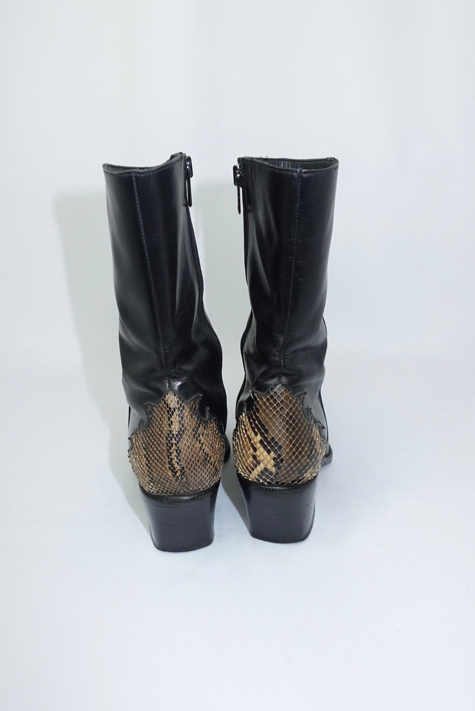 Vintage Black Western Boots With Python Detailing