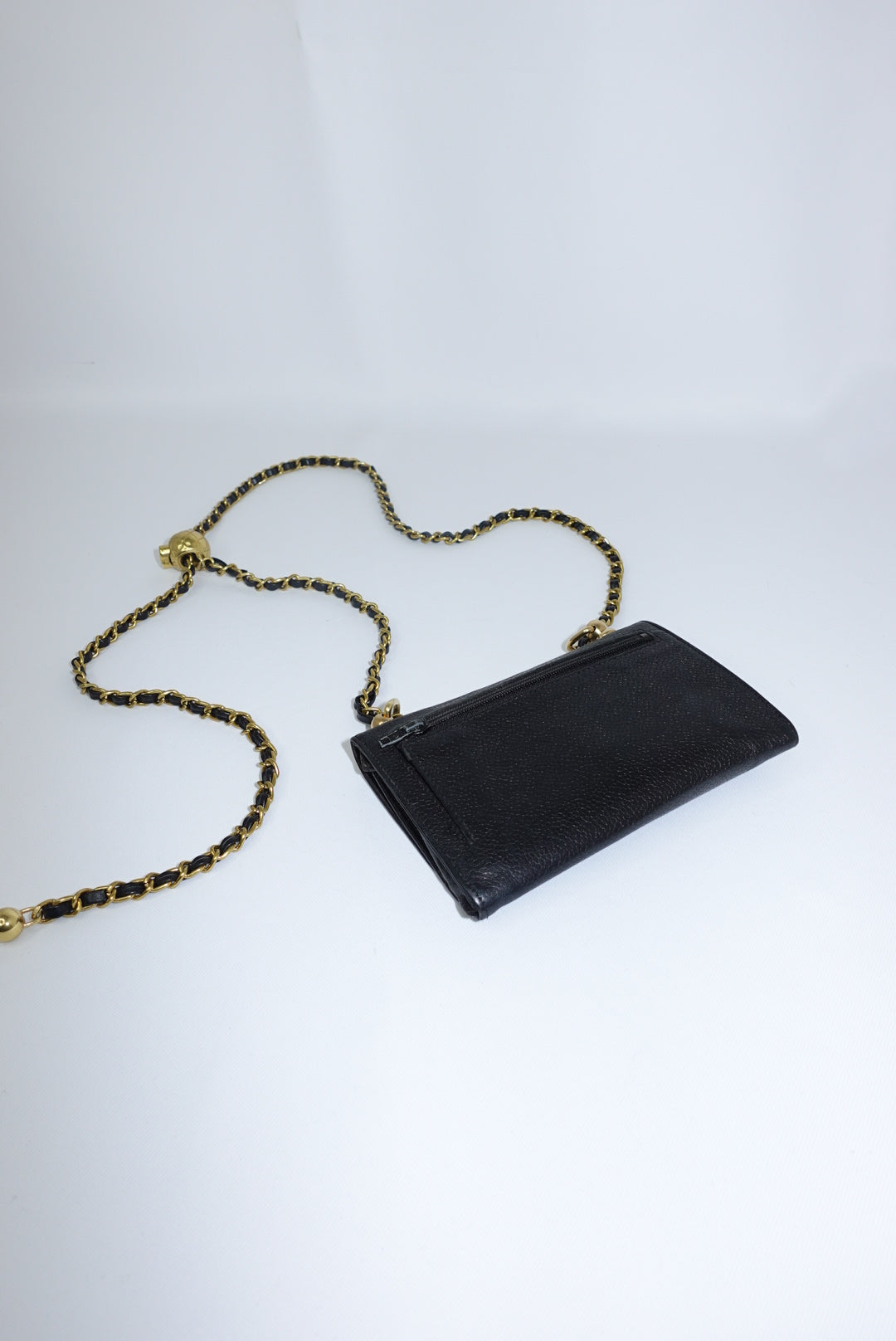 126. Re-Worked Chanel Medium Black Caviar Leather W.O.C.