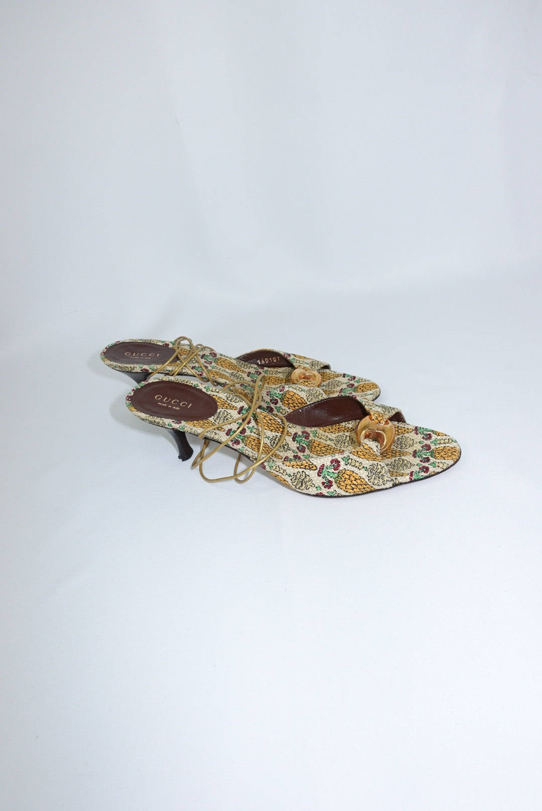 Gucci Pineapple Print Canvas Mules