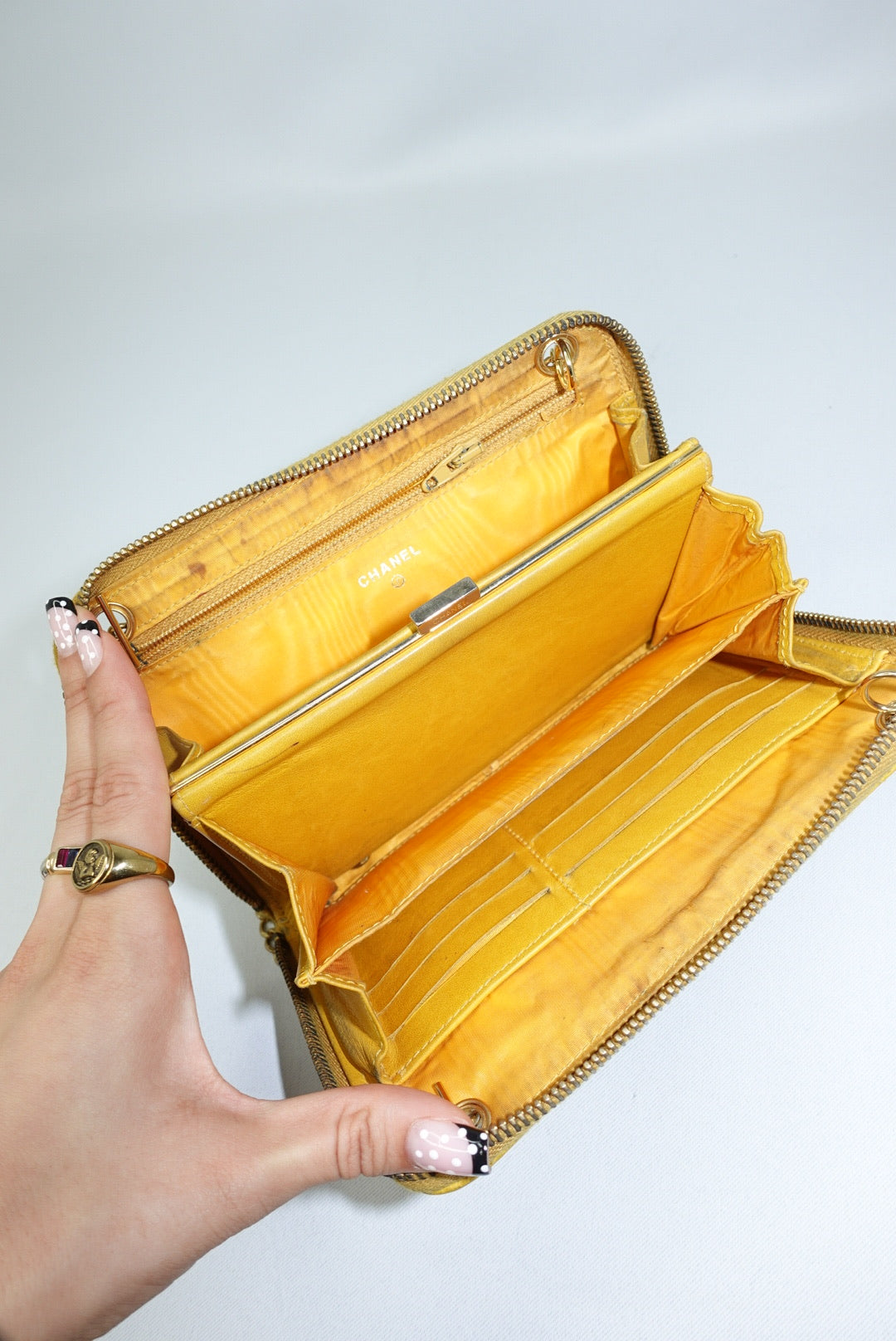 Re-Worked Chanel Vintage Mustard Zip W.O.C.
