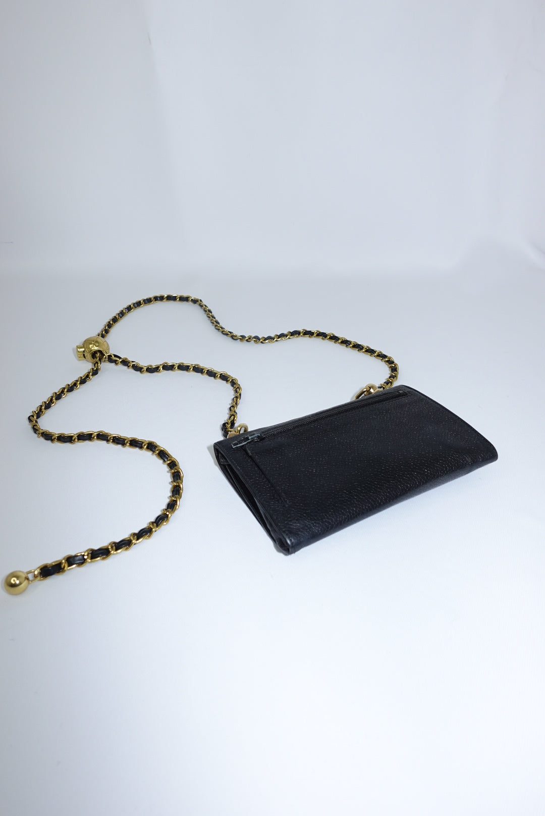 126. Re-Worked Chanel Medium Black Caviar Leather W.O.C.