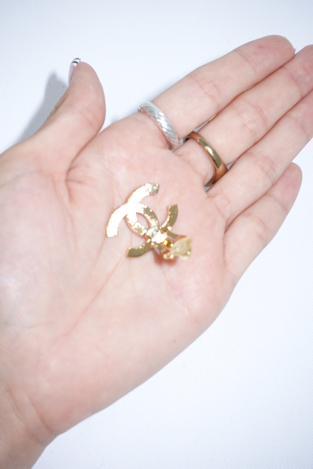Chanel Vintage Gold CC Logo Clip Earrings