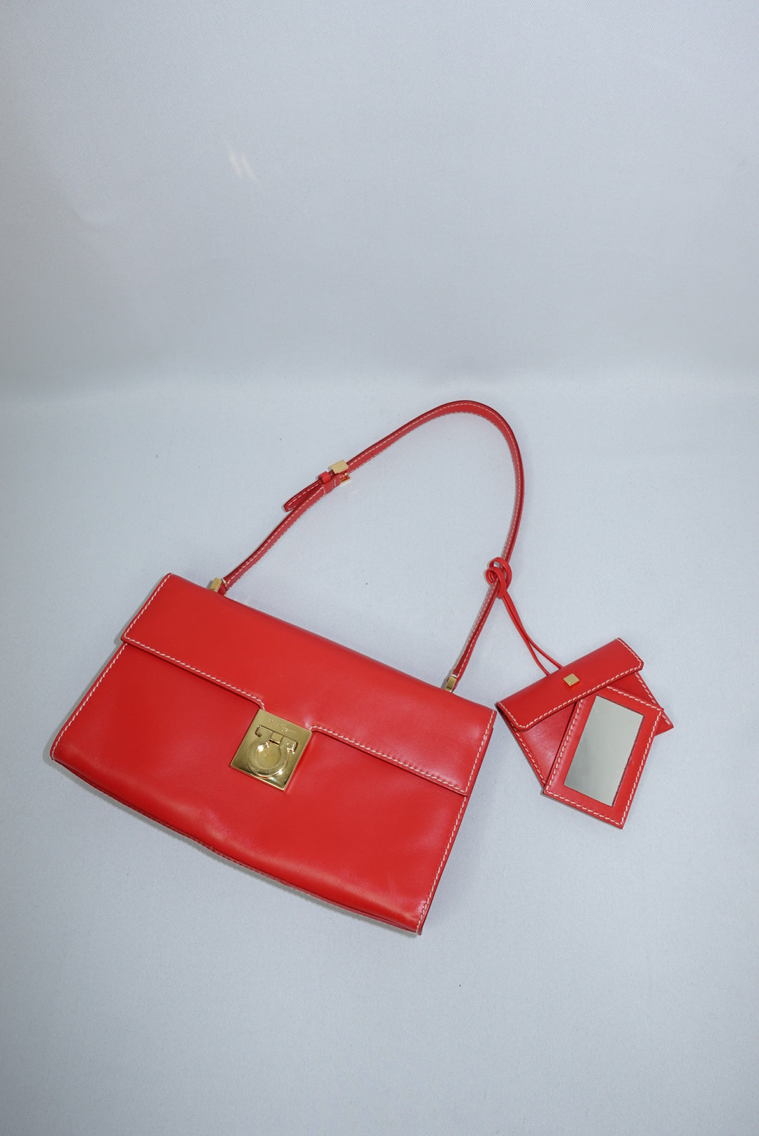 023. Ferragamo Vintage Lock Story Shoulder Bag