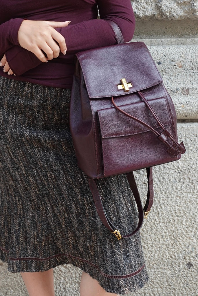 Cèline Vintage Leather Burgundy Backpack
