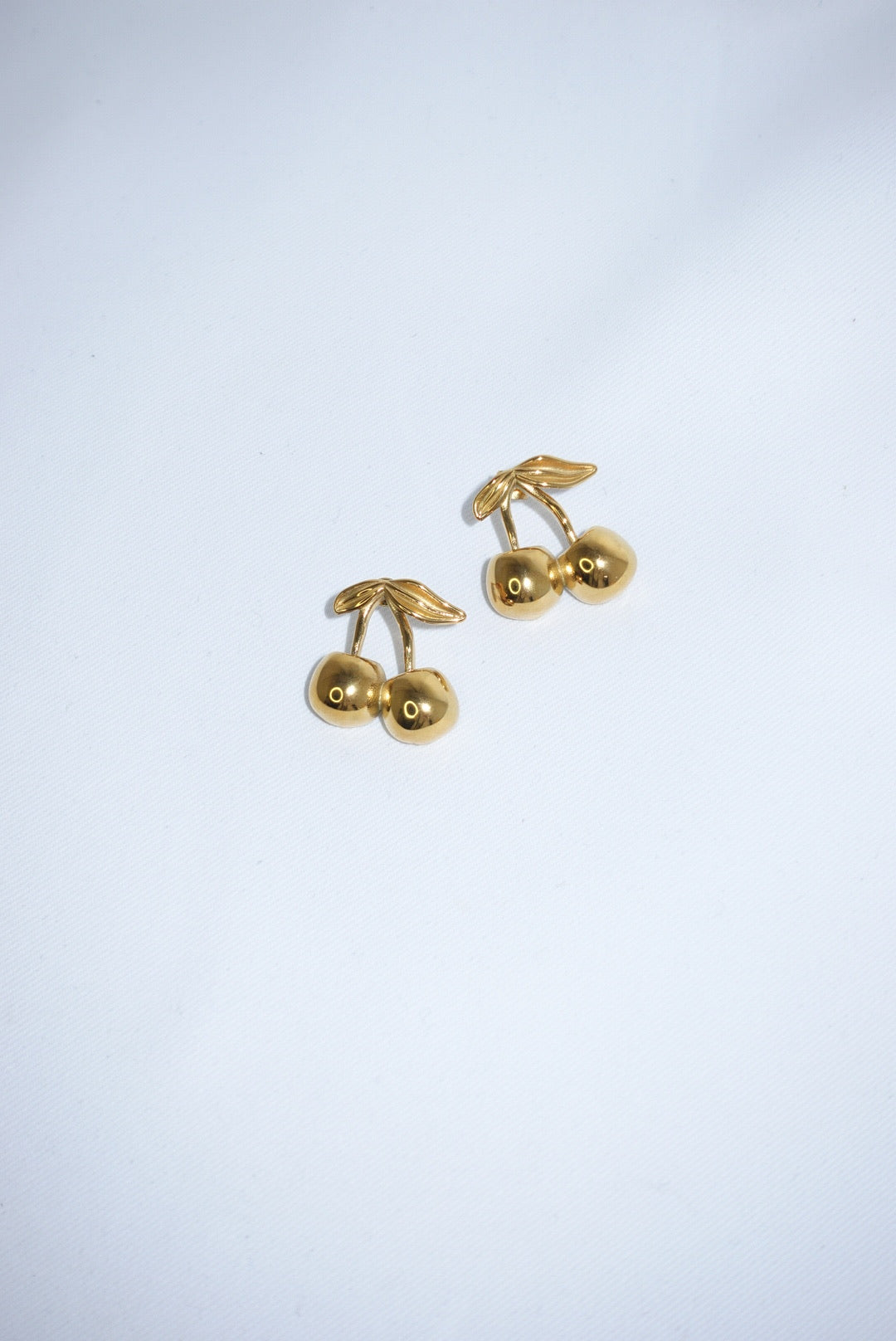 Stainless Steel Gold Toned Cherry Earrings