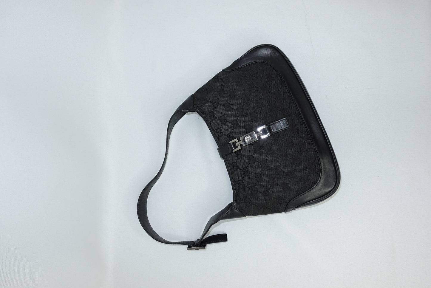 105. Gucci Mini Jackie Black Canvas Vintage Shoulder Bag
