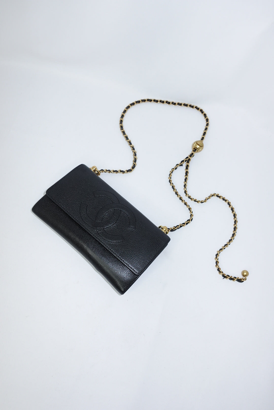 Chanel Re-Worked Vintage Flap W.O.C. Black Caviar CC logo