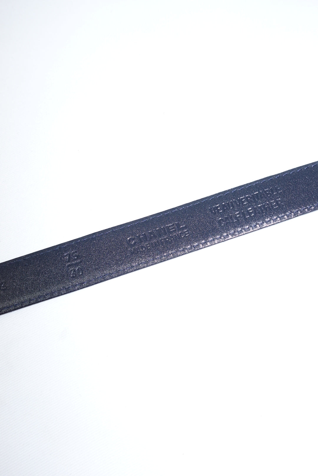 Chanel Navy Blue Leather CC Logo Vintage Belt