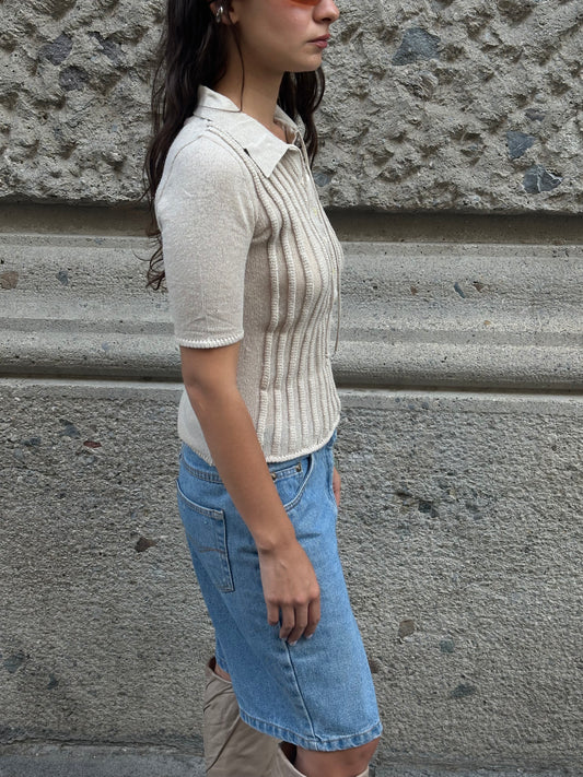 FENDI Vintage Knitted Polo Sand