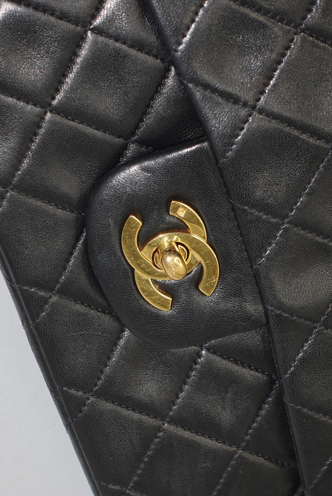 155. Chanel Vintage Timeless Classic 23 Double Flap Black Full Set
