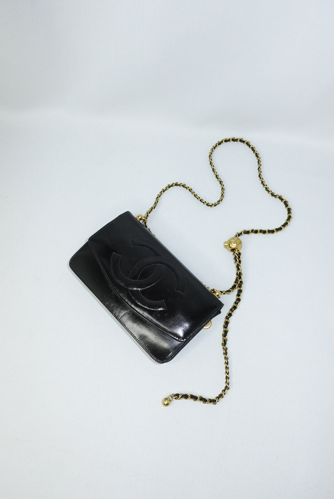 011. Re-Worked Chanel CC Flap Vintage W.O.C Black Patent
