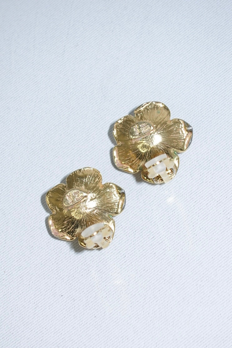 Yves Saint Laurent Clip Vintage Rose Earrings