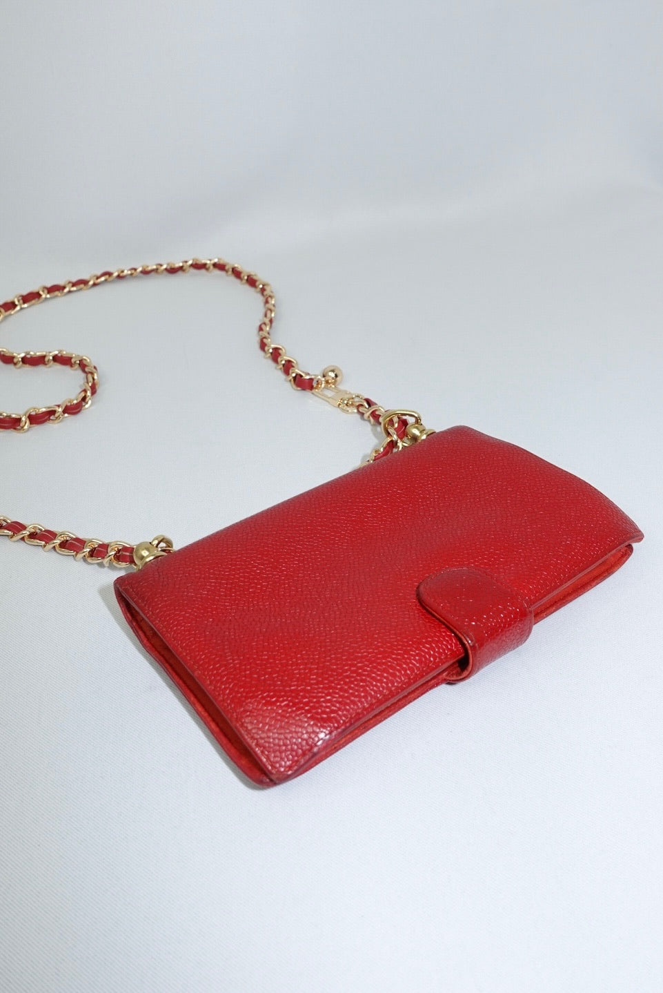 015. Re-Worked Chanel Red Bifold Vintage W.O.C