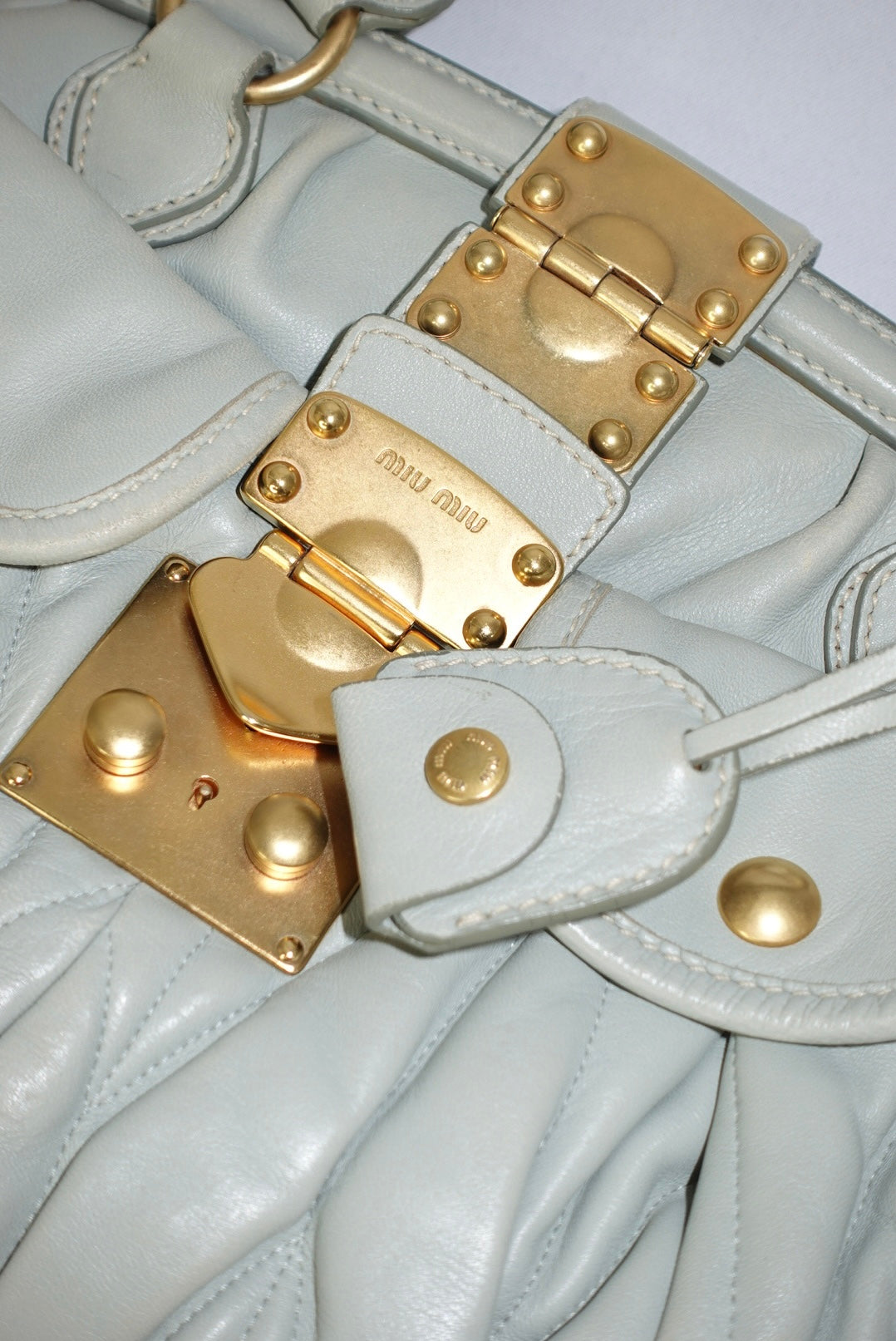 MIU MIU Vintage Coffer Sage Green Matelassé Bag