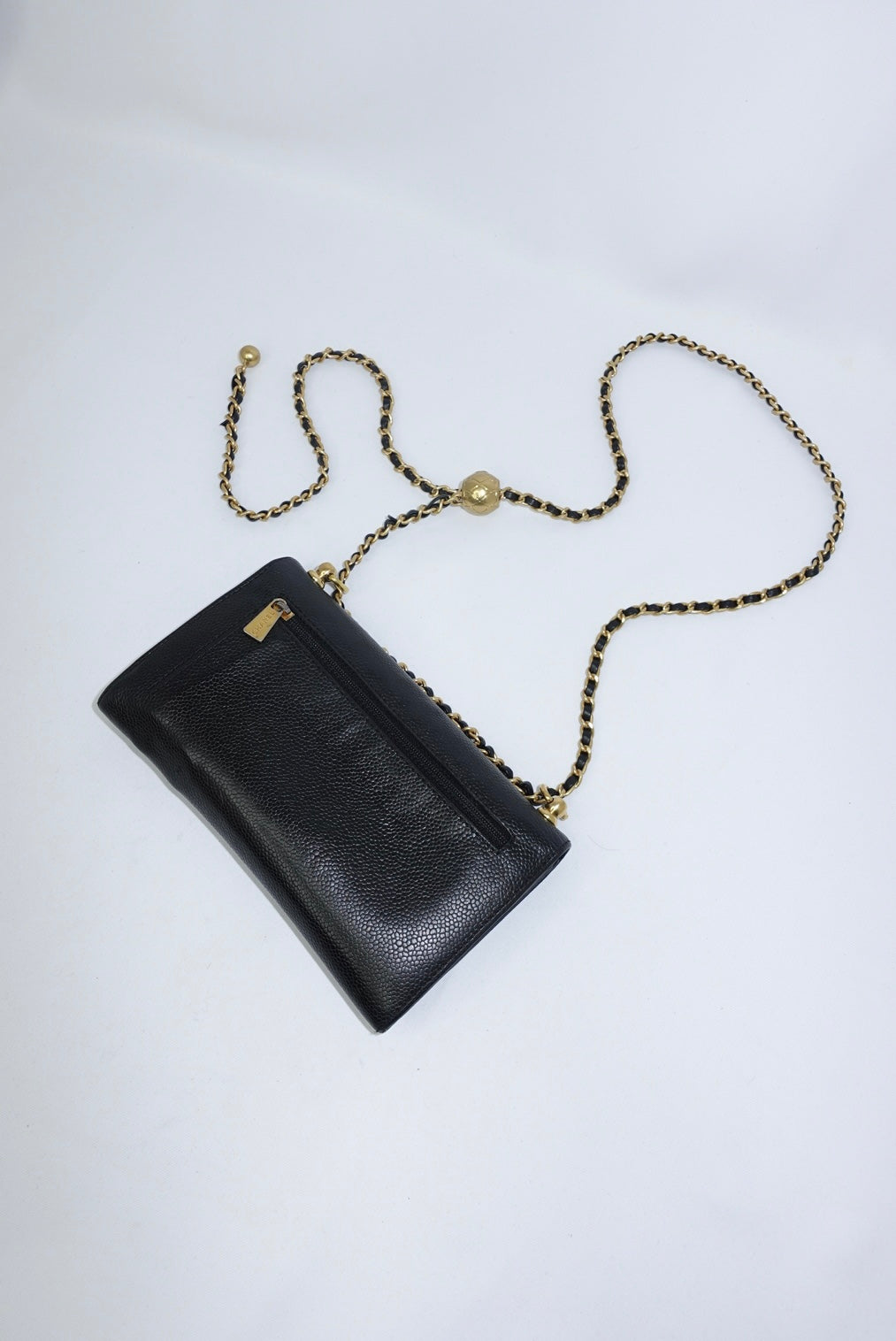 Chanel Re-Worked Vintage Flap W.O.C. Black Caviar CC logo