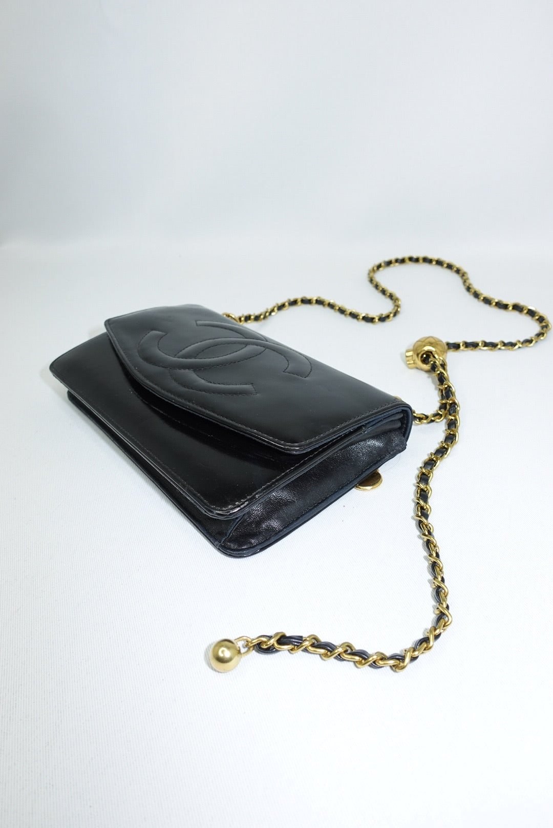 011. Re-Worked Chanel CC Flap Vintage W.O.C Black Patent