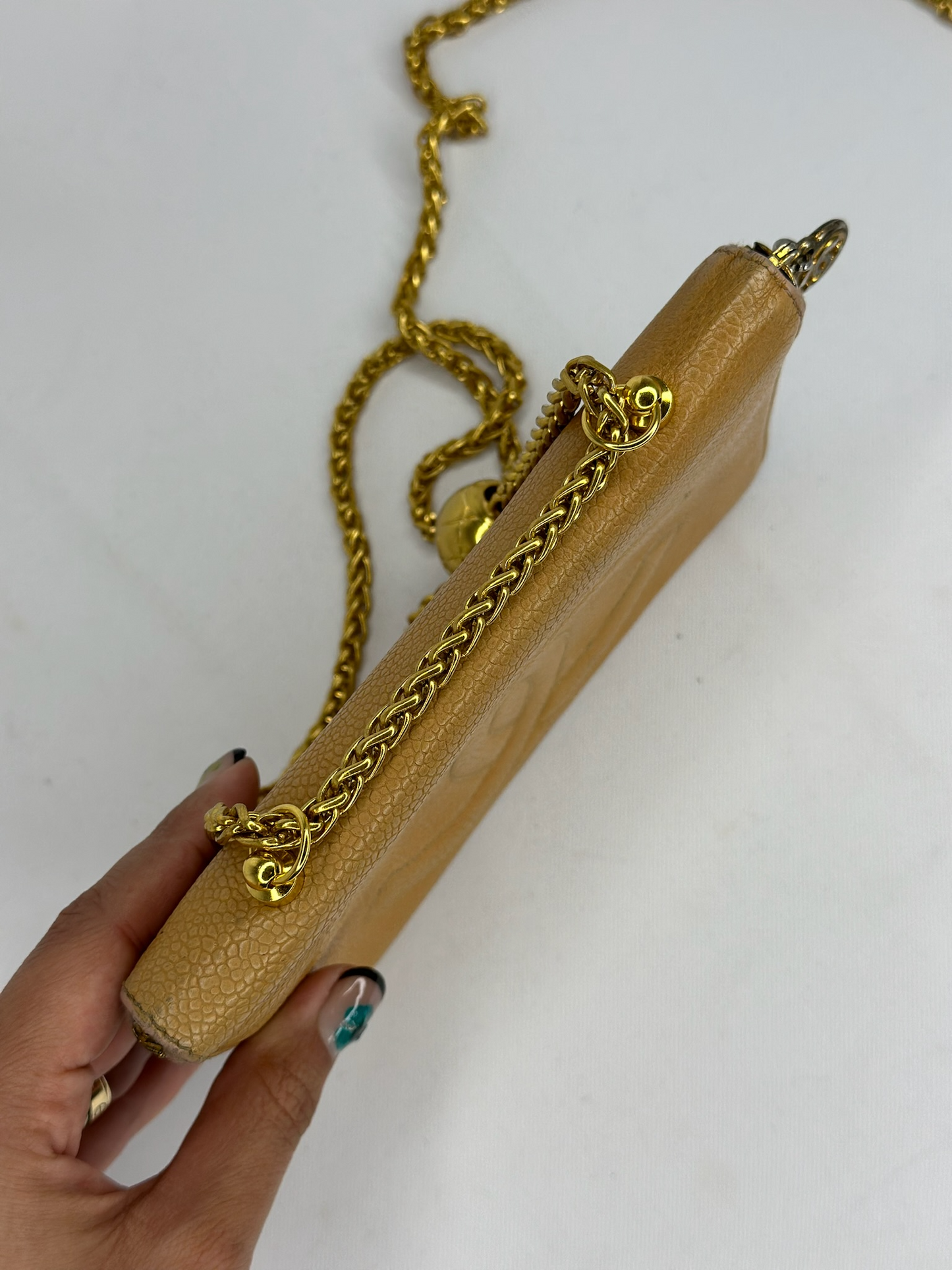 190. Re-Worked Chanel Caramel Beige Medium Zip W.O.C.